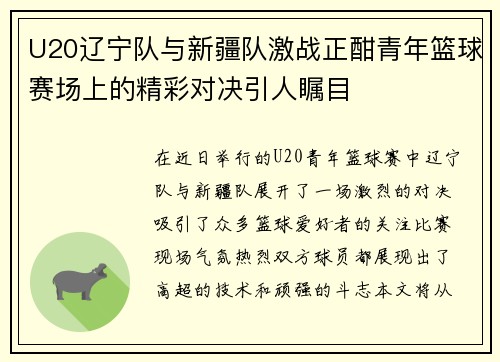 U20辽宁队与新疆队激战正酣青年篮球赛场上的精彩对决引人瞩目